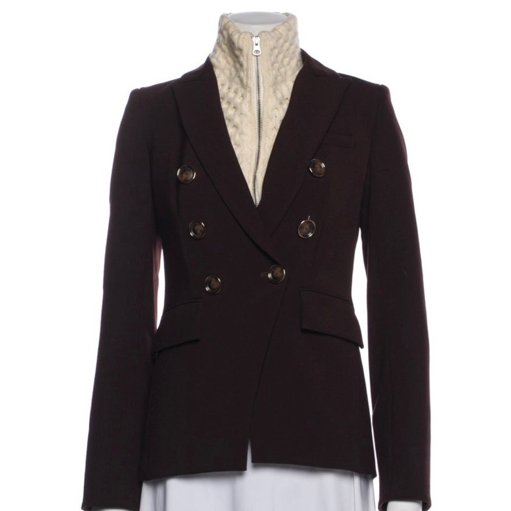 Veronica Beard Double-Breasted Dark Brown Blazer